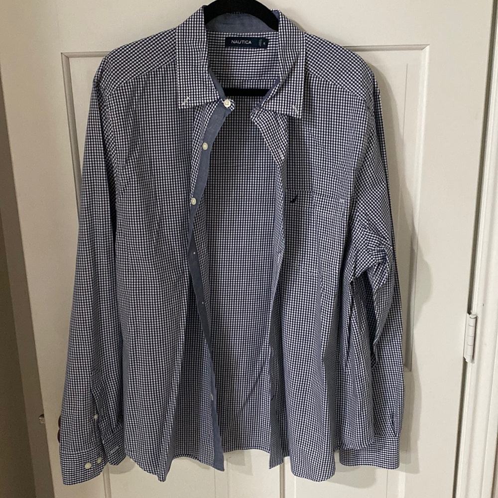XL Navy Nautica Long Sleeve Button Down Shirt
